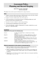 ASSESSMENT POLICY NEW CURRICULUM CHANGES 2014